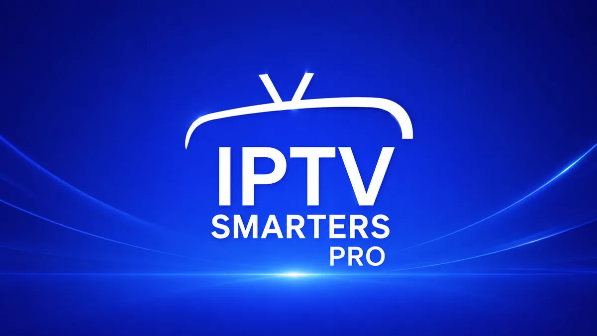 Logo IPTV Smarters Pro sur fond bleu